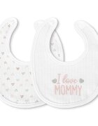 LORELLI Set 2 bavete din bumbac pentru nou-nascut inchidere cu velcro potrivit pentru hranire si in perioada eruptiei dentare 0 luni+ Pink