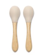 LORELLI Set 2 lingurite din silicon si bambus Beige forma ergonomica