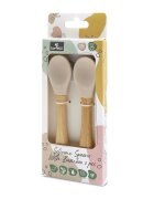LORELLI Set 2 lingurite din silicon si bambus Beige forma ergonomica