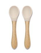 LORELLI Set 2 lingurite din silicon si bambus Beige forma ergonomica