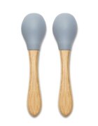 LORELLI Set 2 lingurite din silicon si bambus Grey forma ergonomica