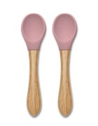 LORELLI Set 2 lingurite din silicon si bambus Pink forma ergonomica