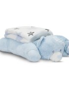 LORELLI Set 2 piese paturica moale 90 x 75 cm pernuta in forma de ursulet 45 x 30 cm Poffy Blue 0 luni+
