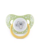 LORELLI Set 2 suzete din silicon moale cu capac si tetina rotunda 6 luni+ Yellow Green