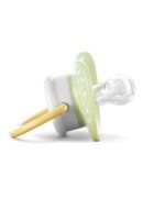 LORELLI Set 2 suzete din silicon moale cu capac si tetina rotunda 6 luni+ Yellow Green