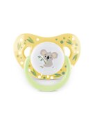 LORELLI Set 2 suzete din silicon moale cu capac si tetina rotunda 6 luni+ Yellow Green