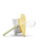LORELLI Set 2 suzete din silicon moale cu capac si tetina rotunda 6 luni+ Yellow Green