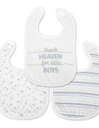 LORELLI Set 3 bavete din bumbac pentru nou-nascut inchidere cu velcro potrivit pentru hranire si in perioada eruptiei dentare 0 luni+ Blue