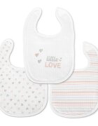 LORELLI Set 3 bavete din bumbac pentru nou-nascut inchidere cu velcro potrivit pentru hranire si in perioada eruptiei dentare 0 luni+ Pink