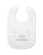 LORELLI Set 3 bavete din bumbac pentru nou-nascut inchidere cu velcro potrivit pentru hranire si in perioada eruptiei dentare 0 luni+ White