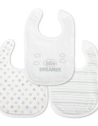LORELLI Set 3 bavete din bumbac pentru nou-nascut inchidere cu velcro potrivit pentru hranire si in perioada eruptiei dentare 0 luni+ White