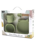 LORELLI Set de hranire din silicon natural 4 piese 6 luni+ Fresh Green