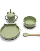 LORELLI Set de hranire din silicon natural 4 piese 6 luni+ Fresh Green