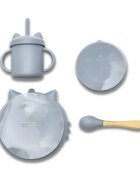 LORELLI Set de hranire din silicon natural 4 piese 6 luni+ Grey