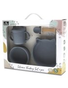 LORELLI Set de hranire din silicon natural 4 piese 6 luni+ Grey