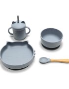 LORELLI Set de hranire din silicon natural 4 piese 6 luni+ Grey