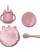 LORELLI Set de hranire din silicon natural 4 piese 6 luni+ Pink