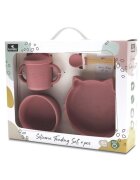 LORELLI Set de hranire din silicon natural 4 piese 6 luni+ Pink