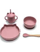 LORELLI Set de hranire din silicon natural 4 piese 6 luni+ Pink