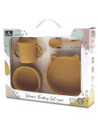 LORELLI Set de hranire din silicon natural 4 piese 6 luni+ Yellow