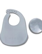 LORELLI Set de hranire din silicon natural contine bol cu vacuum si baveta 6 luni+ Grey