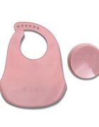 LORELLI Set de hranire din silicon natural contine bol cu vacuum si baveta 6 luni+ Pink