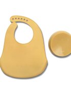 LORELLI Set de hranire din silicon natural contine bol cu vacuum si baveta 6 luni+ Yellow