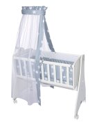 LORELLI Set lenjerie cu 7 piese pentru pat balansoar First Dreams Blue Grey Mist Stars