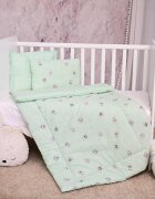 LORELLI Set lenjerie pat 3 piese bumbac ranforce Cosy Friends Green