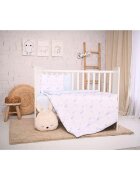 LORELLI Set lenjerie pat 3 piese bumbac ranforce Cosy Moon Stars Blue