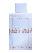 LORELLI Set lenjerie pat 3 piese bumbac ranforce Cosy Train Blue