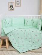 LORELLI Set lenjerie pat 8 piese 70x140 cm bumbac ranforce Friends Green