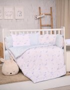 LORELLI Set lenjerie pat 8 piese bumbac ranforce Trend Blue Moon Stars