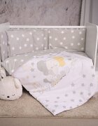 LORELLI Set lenjerie pat Smile bumbac ranforce Elephant Grey Stars 60 x 120 cm