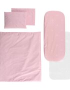LORELLI Set lenjerie pentru carucior Little Bear Pink cu 6 piese si protectie impermeabila