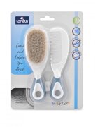 LORELLI Set pieptan cu perie din par natural 0 luni+ blush blue