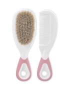 LORELLI Set pieptan cu perie din par natural 0 luni+ blush pink