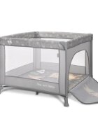 LORELLI Tarc de joaca Play N Relax Grey Adventure 100x100x75 cm deschidere laterala cu fermoar geanta de transport