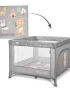LORELLI Tarc de joaca Play N Relax Grey Adventure 100x100x75 cm deschidere laterala cu fermoar geanta de transport