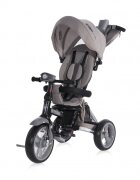 LORELLI Tricicleta pentru copii Enduro Grey Luxe 4 in 1 multifunctionala scaun rotativ cu 2 tipuri de suport pentru picioare roti mari silentioase spatar reglabil pe 2 pozitii si cosulet textil