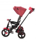 LORELLI Tricicleta pentru copii Enduro Red Black Luxe 4 in 1 multifunctionala scaun rotativ cu 2 tipuri de suport pentru picioare roti mari silentioase spatar reglabil pe 2 pozitii si cosulet textilanuleaza parinte