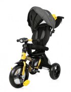 LORELLI Tricicleta pentru copii Enduro Yellow Black 4 in 1 multifunctionala scaun rotativ cu 2 tipuri de suport pentru picioare roti mari silentioase spatar reglabil pe 2 pozitii si cosulet textilanuleaza parinte