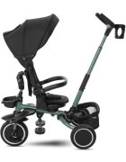 LORELLI Tricicleta pentru copii Freccia Black Green multifunctionala pliabila sezut rotativ 360 grade greutate admisa 25 kg roti Eva