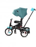 LORELLI Tricicleta pentru copii Jaguar Air Green Luxe 4 in 1 multifunctionala cu maner cu control parental scaun rotativ spatar reglabil pe 2 pozitii roti mari silentioase din cauciuc cu camera