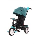LORELLI Tricicleta pentru copii Jaguar Air Green Luxe 4 in 1 multifunctionala cu maner cu control parental scaun rotativ spatar reglabil pe 2 pozitii roti mari silentioase din cauciuc cu camera