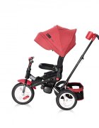 LORELLI Tricicleta pentru copii Jaguar Air Wheels Red Black 4 in 1 multifunctionala cu maner cu control parental scaun rotativ spatar reglabil pe 2 pozitii roti mari silentioase din cauciuc cu camera