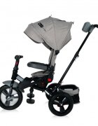 LORELLI Tricicleta pentru copii Jaguar Grey Luxe 4 in 1 multifunctionala cu maner cu control parental scaun rotativ 2 tipuri de suport pentru picioare si spatar inalt reglabil pe 2 pozitii