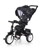 LORELLI Tricicleta pentru copii Neo Air Black Crowns 4 in 1 multifunctionala roti mari gonflabile spatar inalt reglabil sezut rotativ 2 tipuri de suport pentru picioare si dispozitiv de franare