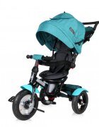 LORELLI Tricicleta pentru copii Neo Air Green Luxe 4 in 1 multifunctionala roti mari gonflabile spatar inalt reglabil sezut rotativ 2 tipuri de suport pentru picioare si dispozitiv de franare