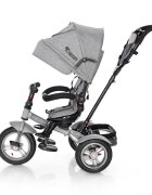 LORELLI Tricicleta pentru copii Neo Air Grey Luxe 4 in 1 multifunctionala roti mari gonflabile spatar inalt reglabil sezut rotativ 2 tipuri de suport pentru picioare si dispozitiv de franare
